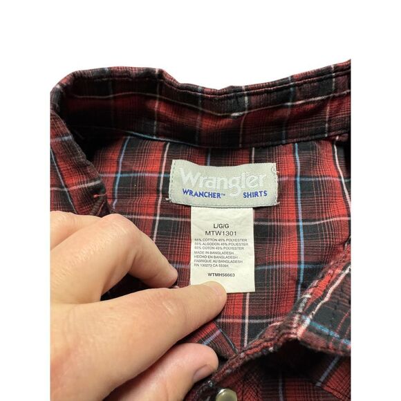 Wrangler Pearl Snap Western Shirt Red/Black Plaid Large - Picture 3 of 5